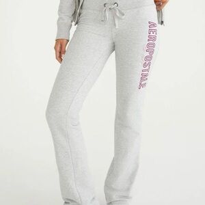 Aeropostale Light Gray Joggers with Pink Lettering
